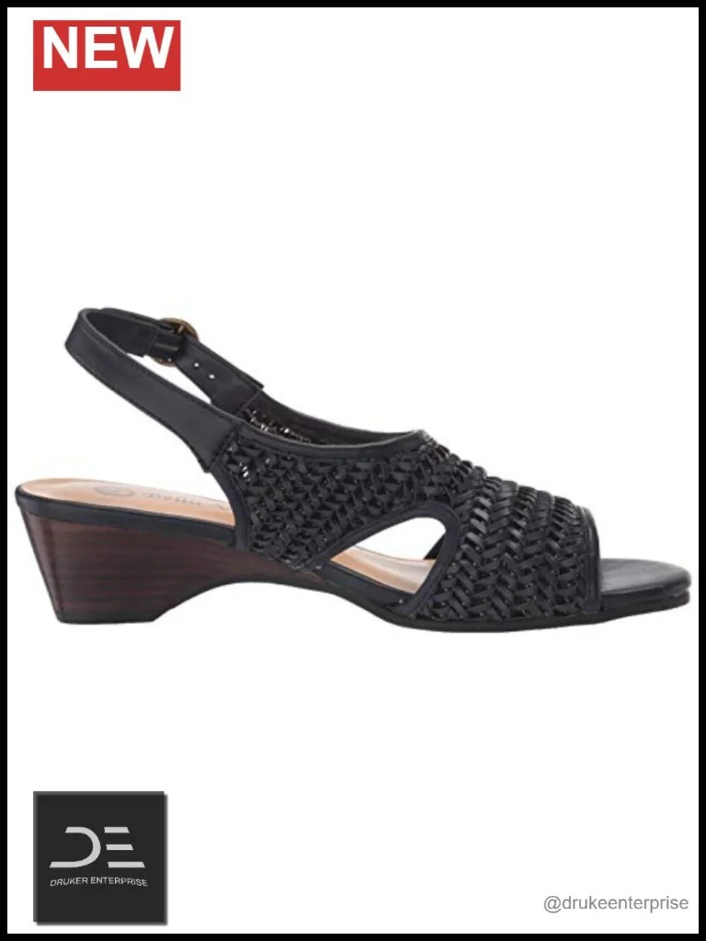 Women's Wedge Heel Sandals Slingback Woven Faux Leather Fashion Casual